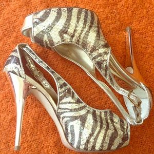 GUESS Sequin Platform Stilettos
